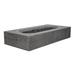 Grey Pyromania Alchemy rectangular fire table with textured concrete finish and lava rocks.