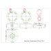 Avalon  fire pit technical drawing with dimensions and burner layout details.