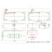 Technical drawing of the Pyromania Laguna rectangle concrete fire pit with dimensions and burner details.