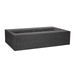 Black Pyromania Millenia concrete fire table with rectangular lava rock burner tray.