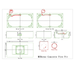 Pyromania Moderne concrete fire table technical drawing with dimensions and burner specifications.