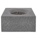 Grey Pyromania Monument concrete fire table with recessed lava rock burner tray.