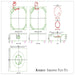 Technical drawing diagram of the Pyromania Monument concrete fire table with dimensions and burner layout.