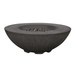 Pyromania Shangri-La round concrete fire table with recessed lava rock burner bowl.